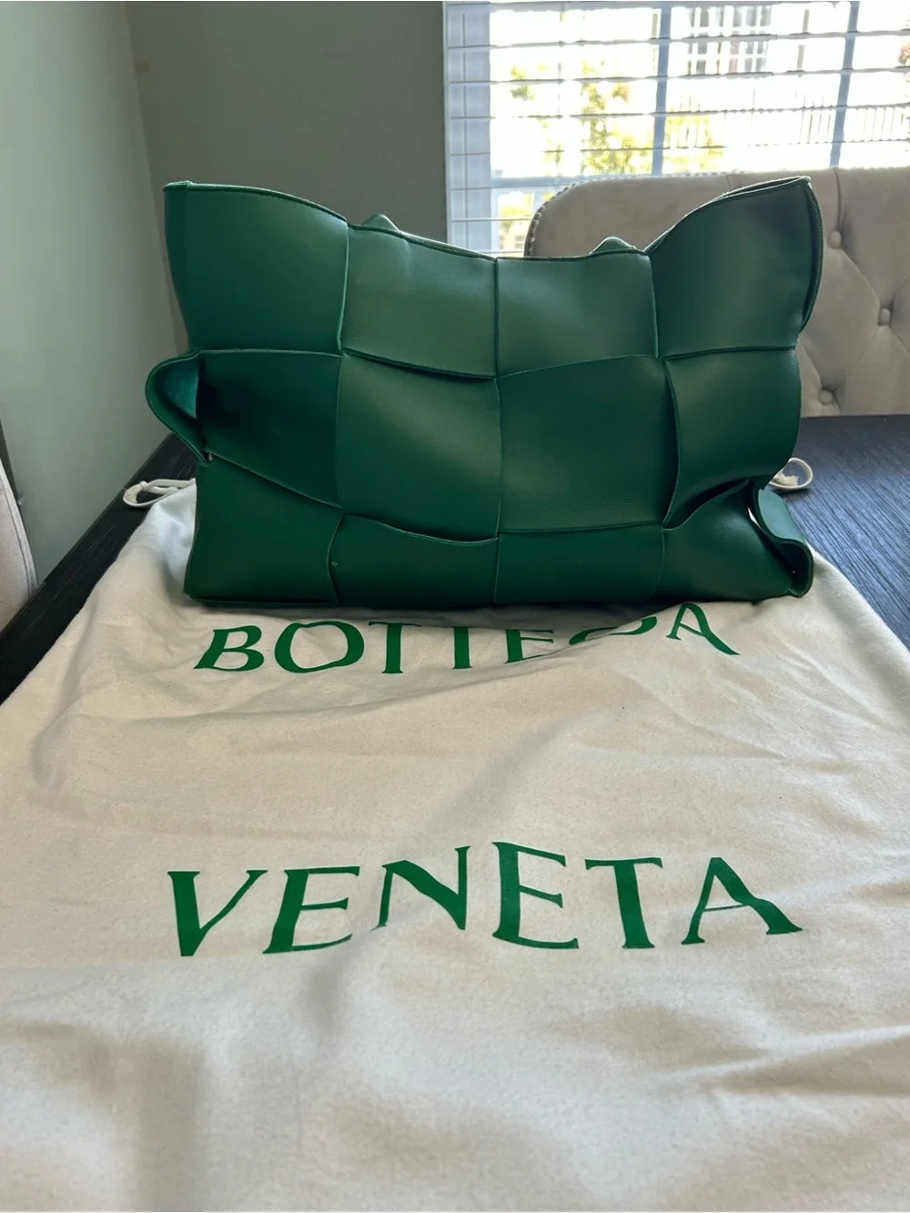 Bottega Veneta Emerald Green Suede Intrecciato Tote